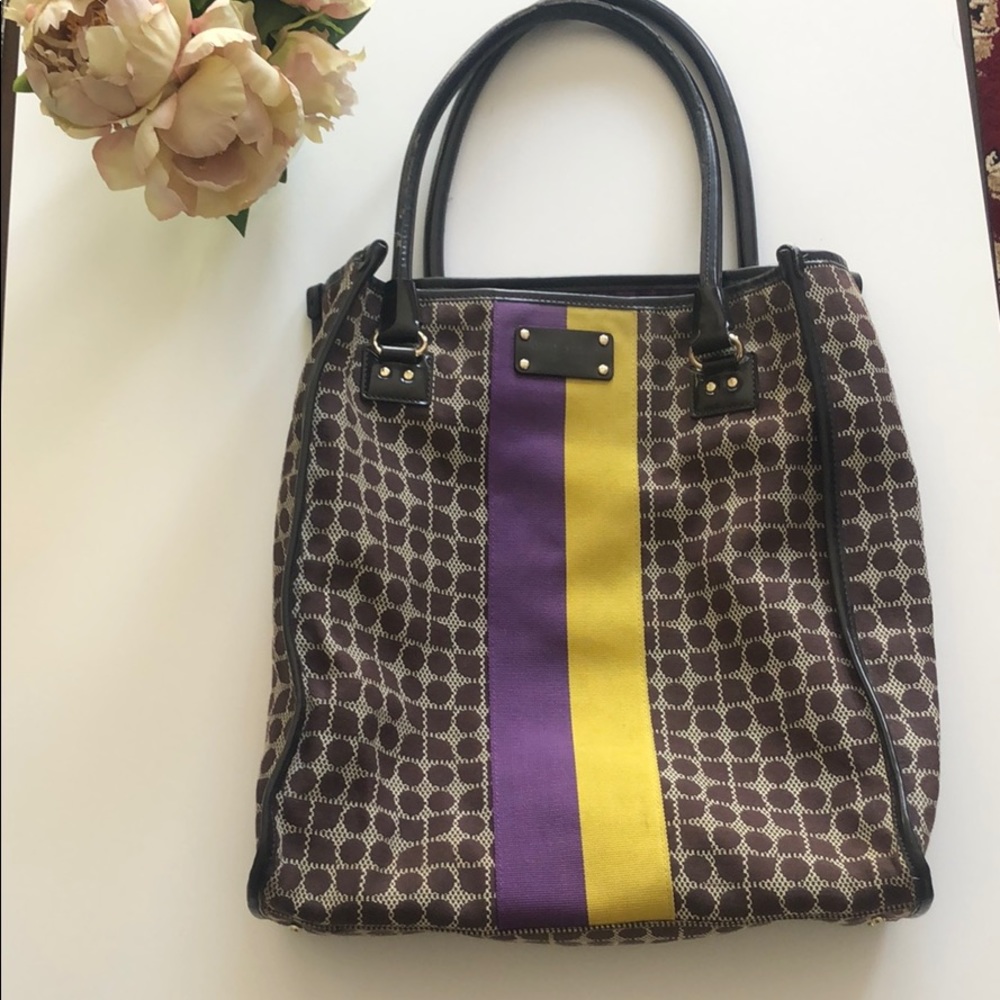 Kate Spade Tote: Purple and Yellow (Gold) stripe